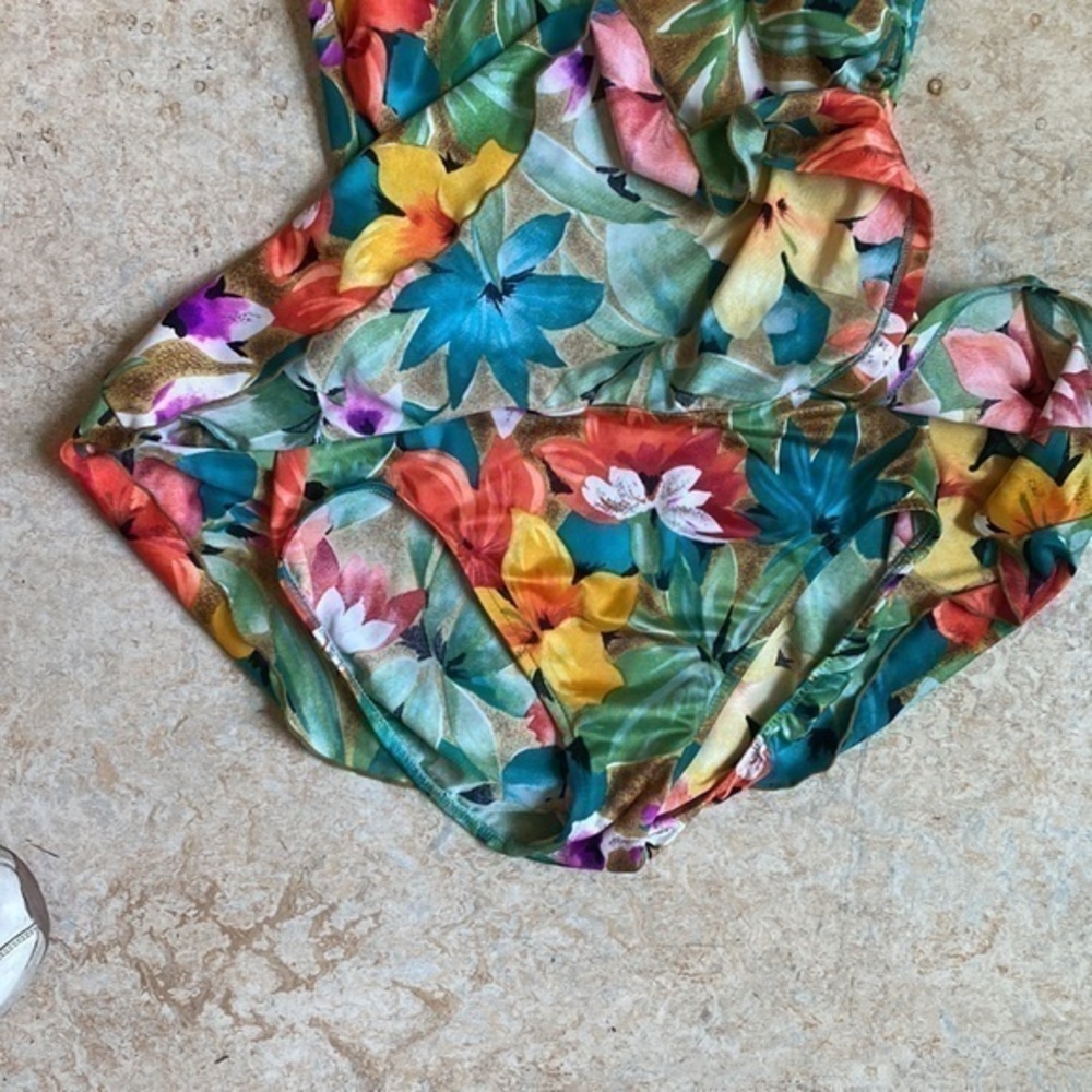 GABAR RETRO BATHING SUIT 70s/80s Small floral Made in USA - Picture 3 of 12